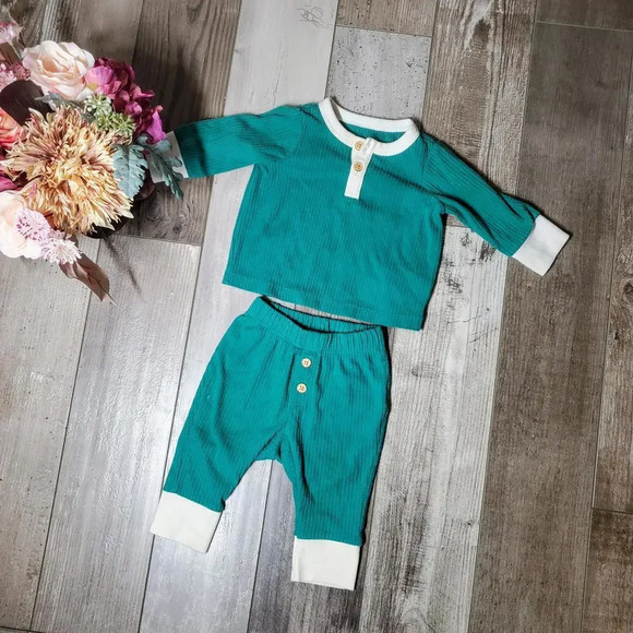 Cat & Jack Boys 2 Piece Outfit, Long Sleeve Shirt & Pants, 0-6 Months - Picture 1 of 10